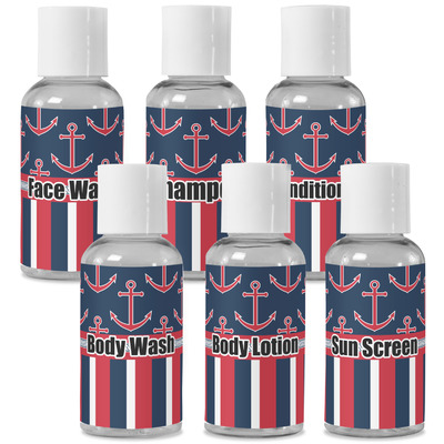 Nautical Anchors & Stripes Travel Bottles (Personalized)