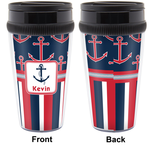 Nautical Anchors & Stripes Travel Mug Approval (Personalized)