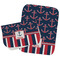 Nautical Anchors & Stripes Two Rectangle Burp Cloths - Open & Folded
