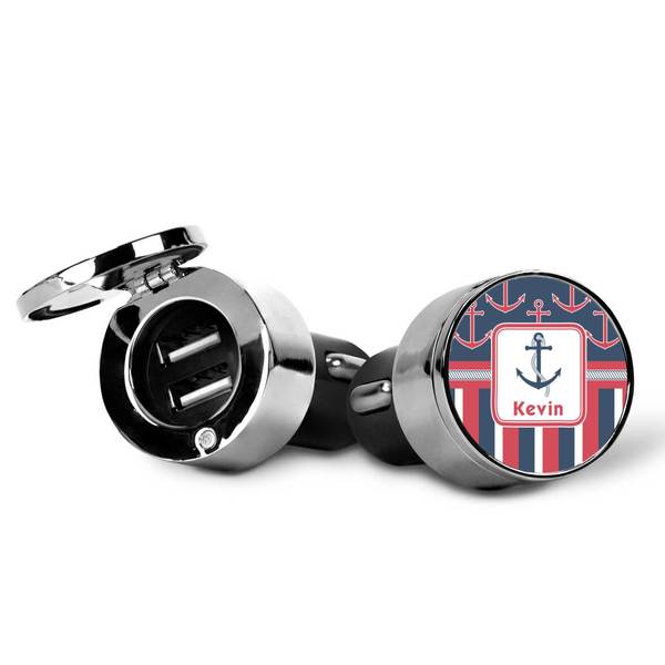 Nautical Anchors & Stripes USB Car Charger
