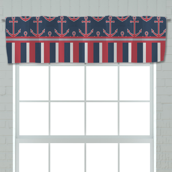 Nautical Anchors & Stripes Valance - Closeup on window
