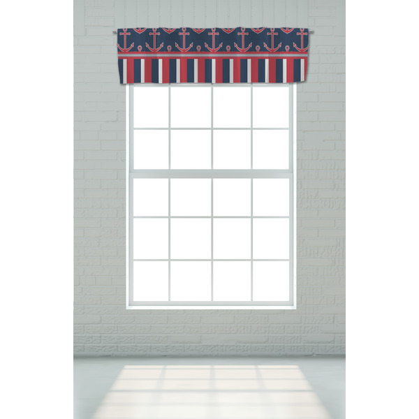 Nautical Anchors & Stripes Valance - On window