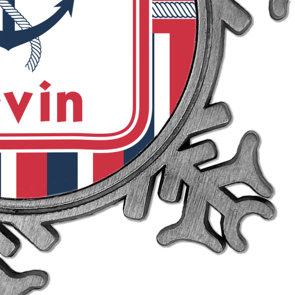 Nautical Anchors & Stripes Vintage Snowflake - Detail