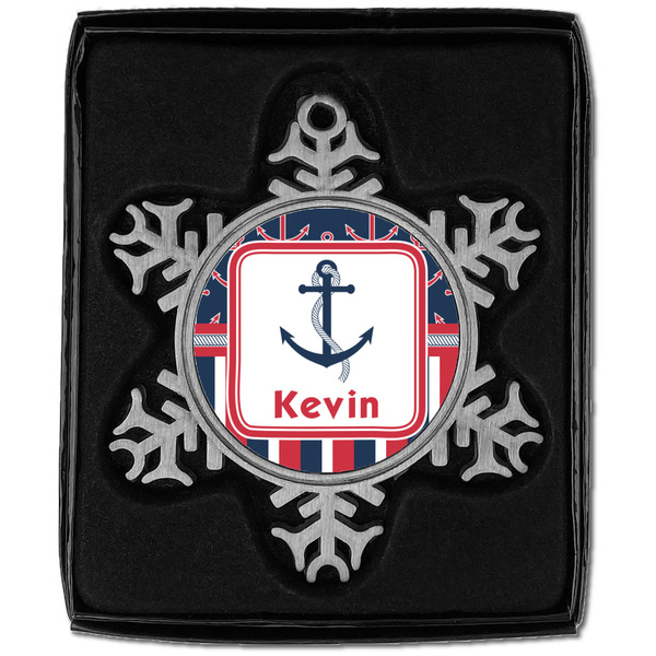 Nautical Anchors & Stripes Vintage Snowflake - In box