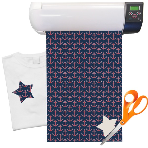 Custom Nautical Anchors & Stripes Heat Transfer Vinyl Sheet (12"x18")
