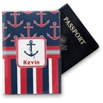 Nautical Anchors & Stripes Vinyl Passport Holder (Personalized)
