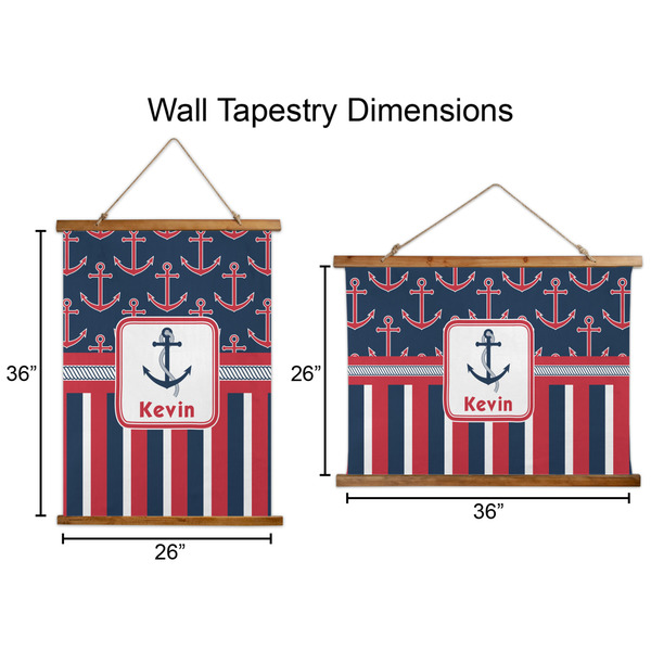 Nautical Anchors & Stripes Wall Hanging Tapestries - Parent/Sizing