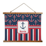 Nautical Anchors & Stripes Wall Hanging Tapestry - Wide (Personalized)