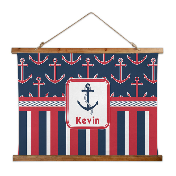 Custom Nautical Anchors & Stripes Wall Hanging Tapestry - Wide (Personalized)