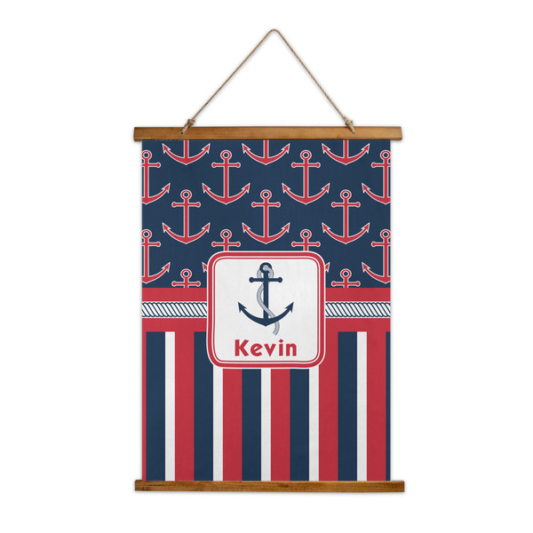Custom Nautical Anchors & Stripes Wall Hanging Tapestry - Tall (Personalized)