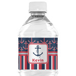 Nautical Anchors & Stripes Water Bottle Labels - Custom Sized (Personalized)
