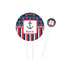 Nautical Anchors & Stripes White Plastic 4" Food Pick - Round - Closeup