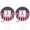 Nautical Anchors & Stripes White Plastic 4" Food Pick - Round - Double Sided - Front & Back