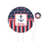 Nautical Anchors & Stripes White Plastic 6" Food Pick - Round - Closeup