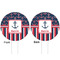Nautical Anchors & Stripes White Plastic 6" Food Pick - Round - Double Sided - Front & Back