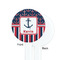Nautical Anchors & Stripes White Plastic 7" Stir Stick - Single Sided - Round - Front & Back