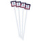 Nautical Anchors & Stripes White Plastic Stir Stick - Double Sided - Square - Front