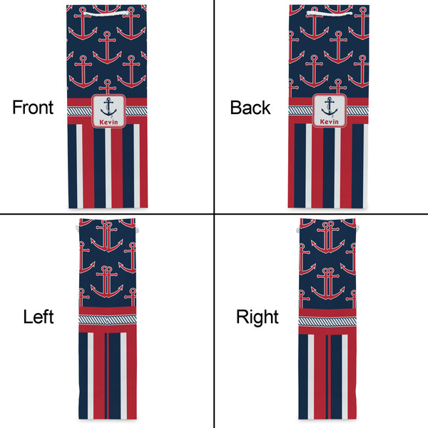 Nautical Anchors & Stripes Wine Gift Bag - Gloss - Approval