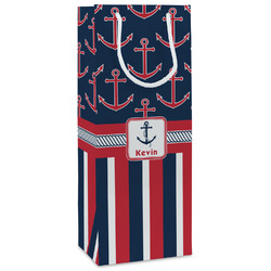 Nautical Anchors & Stripes Wine Gift Bags - Gloss (Personalized)