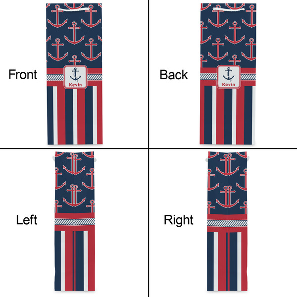 Nautical Anchors & Stripes Wine Gift Bag - Matte - Approval