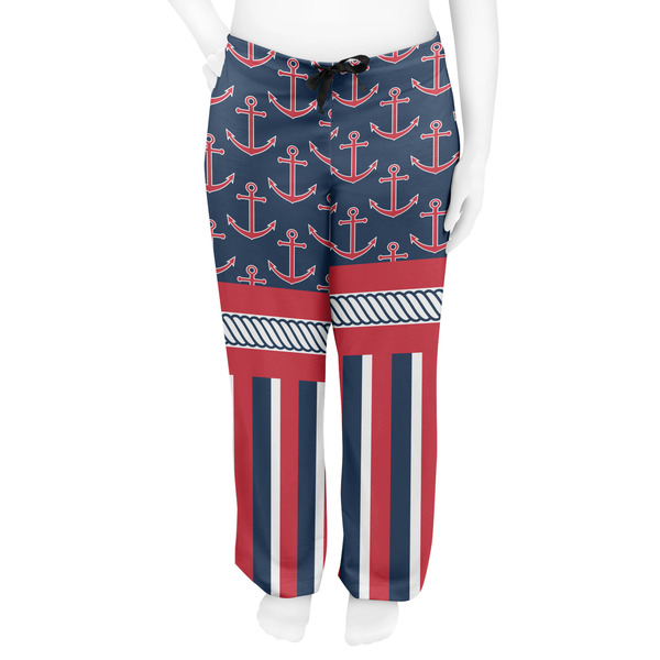 Nautical Anchors & Stripes Women's Pj on model - Front