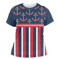 Nautical Anchors & Stripes Women's Crew T-Shirt (Personalized)