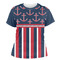Nautical Anchors & Stripes Womens Crew Neck T Shirt - Main