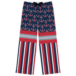 Nautical Anchors & Stripes Womens Pajama Pants - S