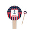 Nautical Anchors & Stripes Wooden 4" Food Pick - Round - Closeup