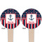 Nautical Anchors & Stripes Wooden 4" Food Pick - Round - Double Sided - Front & Back