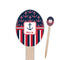 Nautical Anchors & Stripes Wooden Food Pick - Oval - Closeup