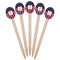 Nautical Anchors & Stripes Wooden Food Pick - Oval - Fan View