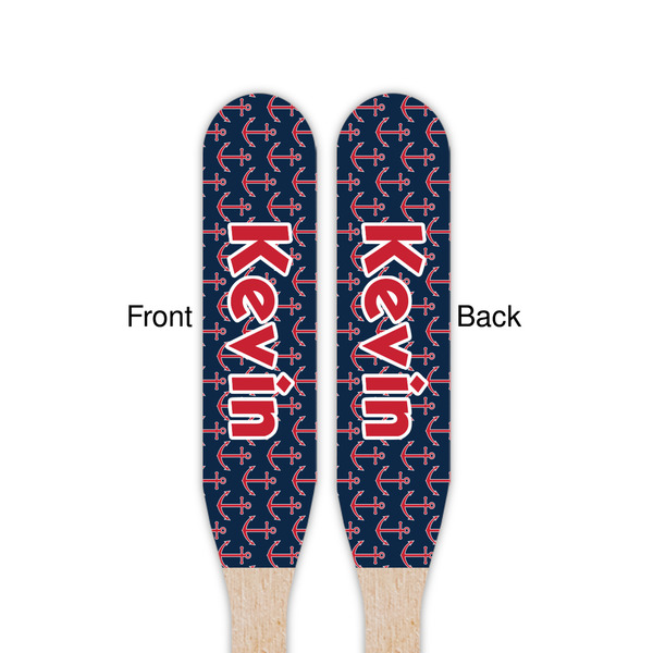 Nautical Anchors & Stripes Wooden Food Pick - Paddle - Double Sided - Front & Back