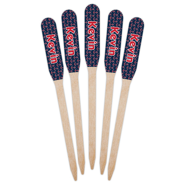 Nautical Anchors & Stripes Wooden Food Pick - Paddle - Fan View