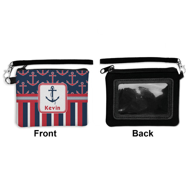 Nautical Anchors & Stripes Wristlet ID Cases - Front & Back