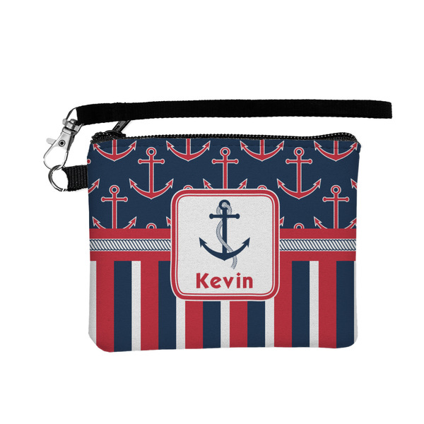 Custom Nautical Anchors & Stripes Wristlet ID Case w/ Name or Text