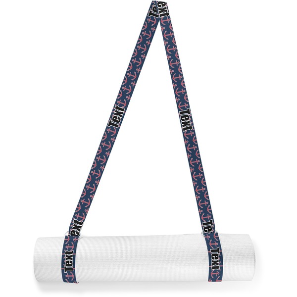 Custom Nautical Anchors & Stripes Yoga Mat Strap (Personalized)