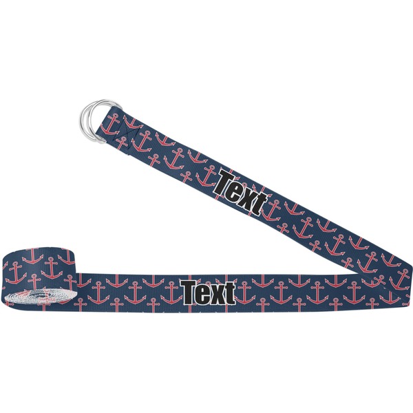 Custom Nautical Anchors & Stripes Yoga Strap (Personalized)