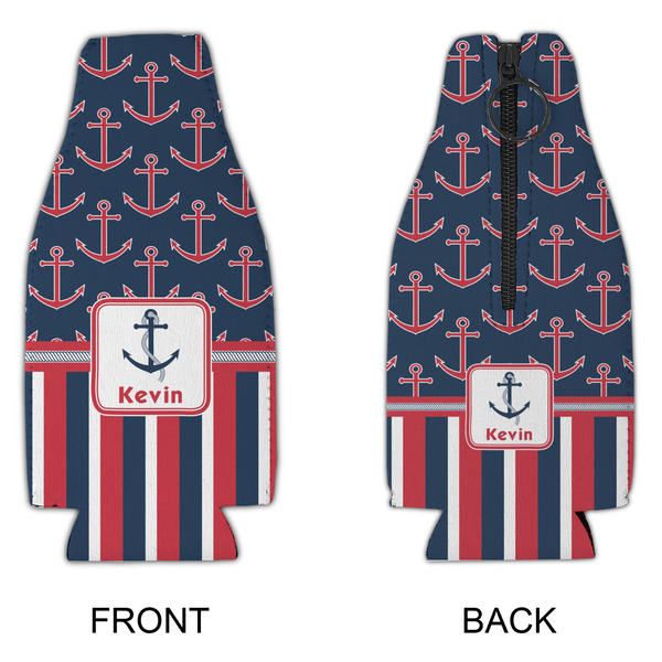 Nautical Anchors & Stripes Zipper Bottle Cooler - APPROVAL