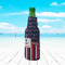 Nautical Anchors & Stripes Zipper Bottle Cooler - LIFESTYLE