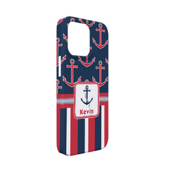 Nautical Anchors & Stripes iPhone Case - Plastic - iPhone 13 Mini (Personalized)