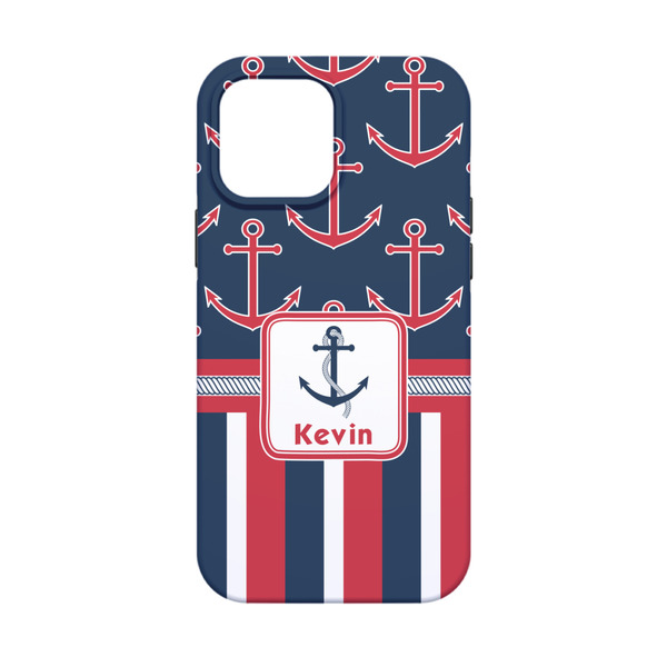 Nautical Anchors & Stripes iPhone 13 Mini Tough Case - Back