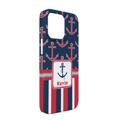 Nautical Anchors & Stripes iPhone Case - Plastic - iPhone 13 Pro (Personalized)