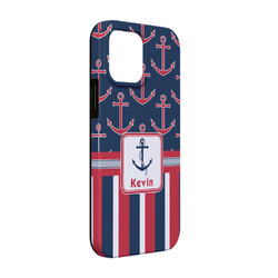 Nautical Anchors & Stripes iPhone Case - Rubber Lined - iPhone 13 (Personalized)