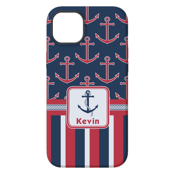 Nautical Anchors & Stripes iPhone 14 Pro Max Tough Case - Back