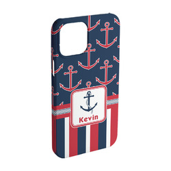 Nautical Anchors & Stripes iPhone Case - Plastic - iPhone 15 Pro (Personalized)