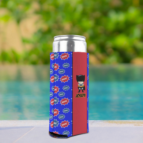 Superhero Can Cooler - Tall 12oz - In Context