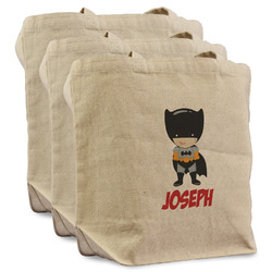 Superhero Reusable Cotton Grocery Bags - Set of 3 (Personalized)