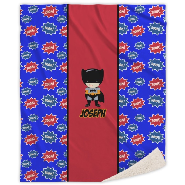 Custom Superhero Sherpa Throw Blanket - 50"x60" (Personalized)