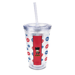 Superhero 16oz Double Wall Acrylic Tumbler with Lid & Straw - Full Print (Personalized)